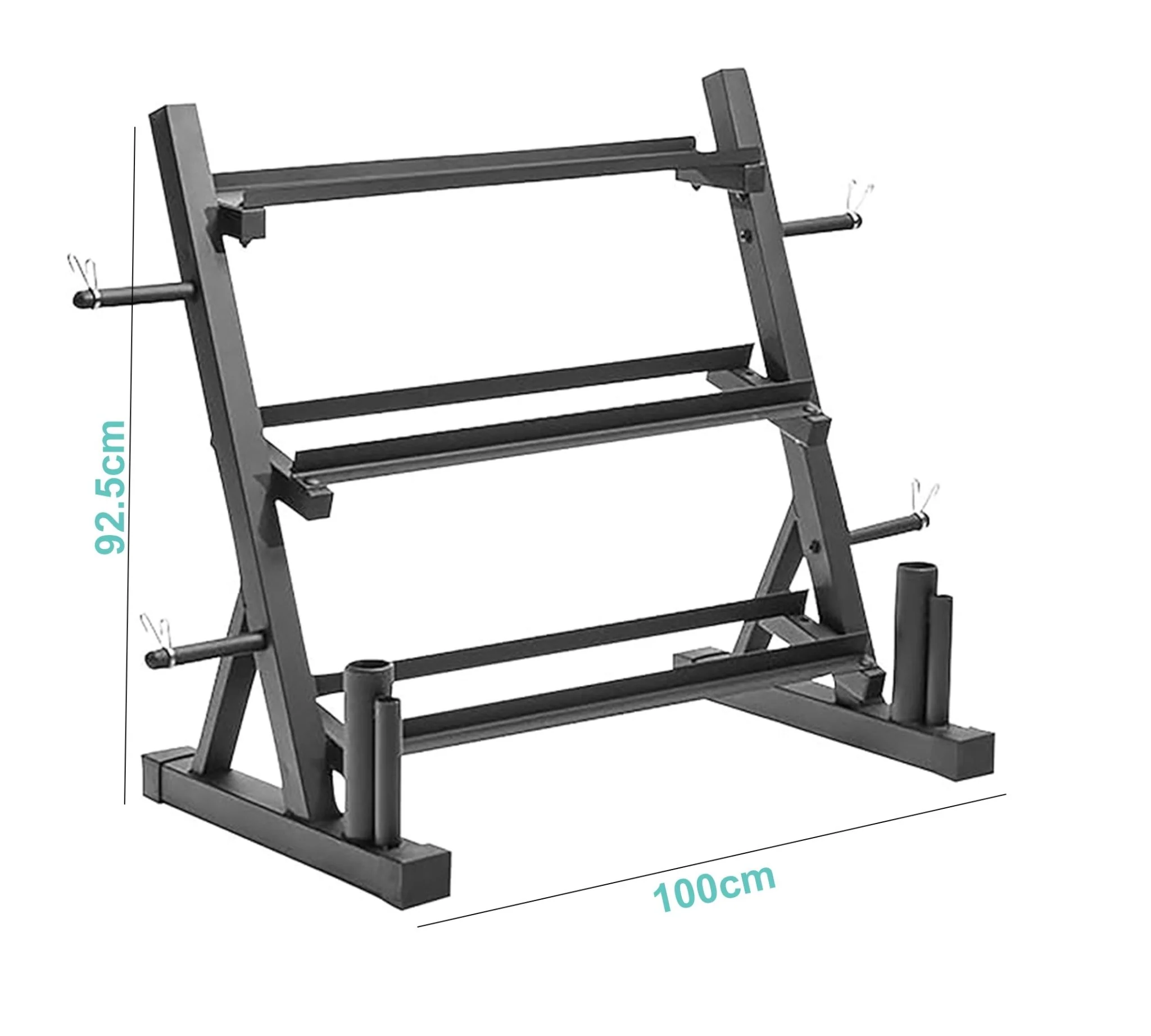 3-Tier Dumbbell Rack with Bar & Plate Storage | All-in-One Gym Organiser - Image 3